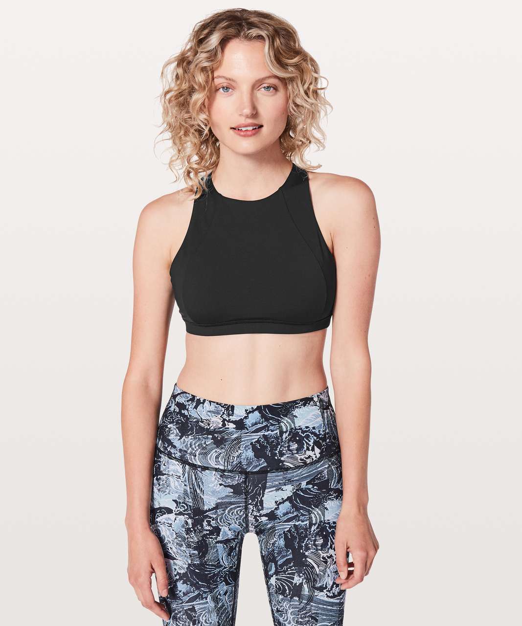 Lululemon Free To Be Serene Bra *High Neck - Black / Heathered Black - lulu  fanatics