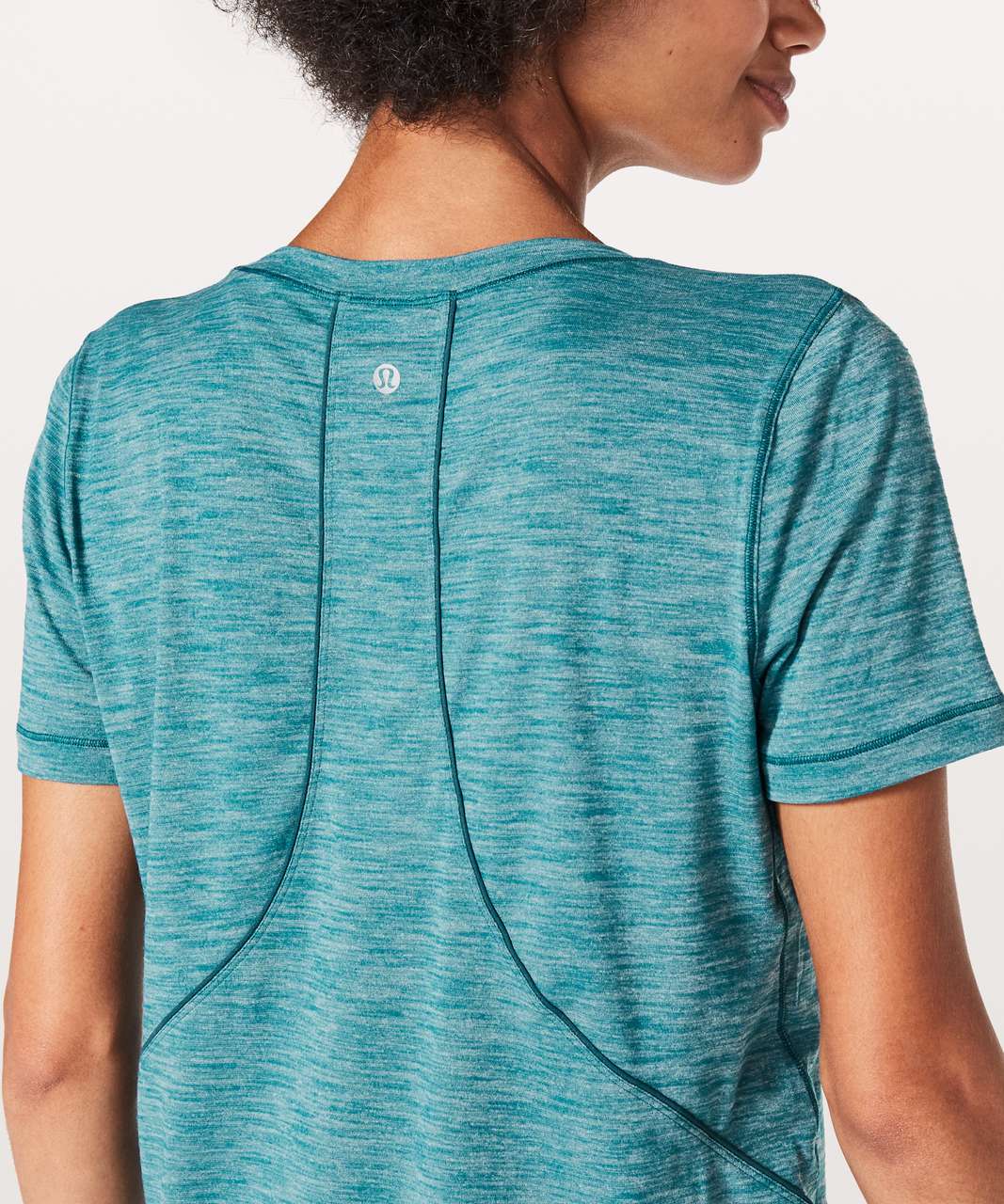 Lululemon Long Distance Short Sleeve - Heathered Pacific Teal - lulu  fanatics