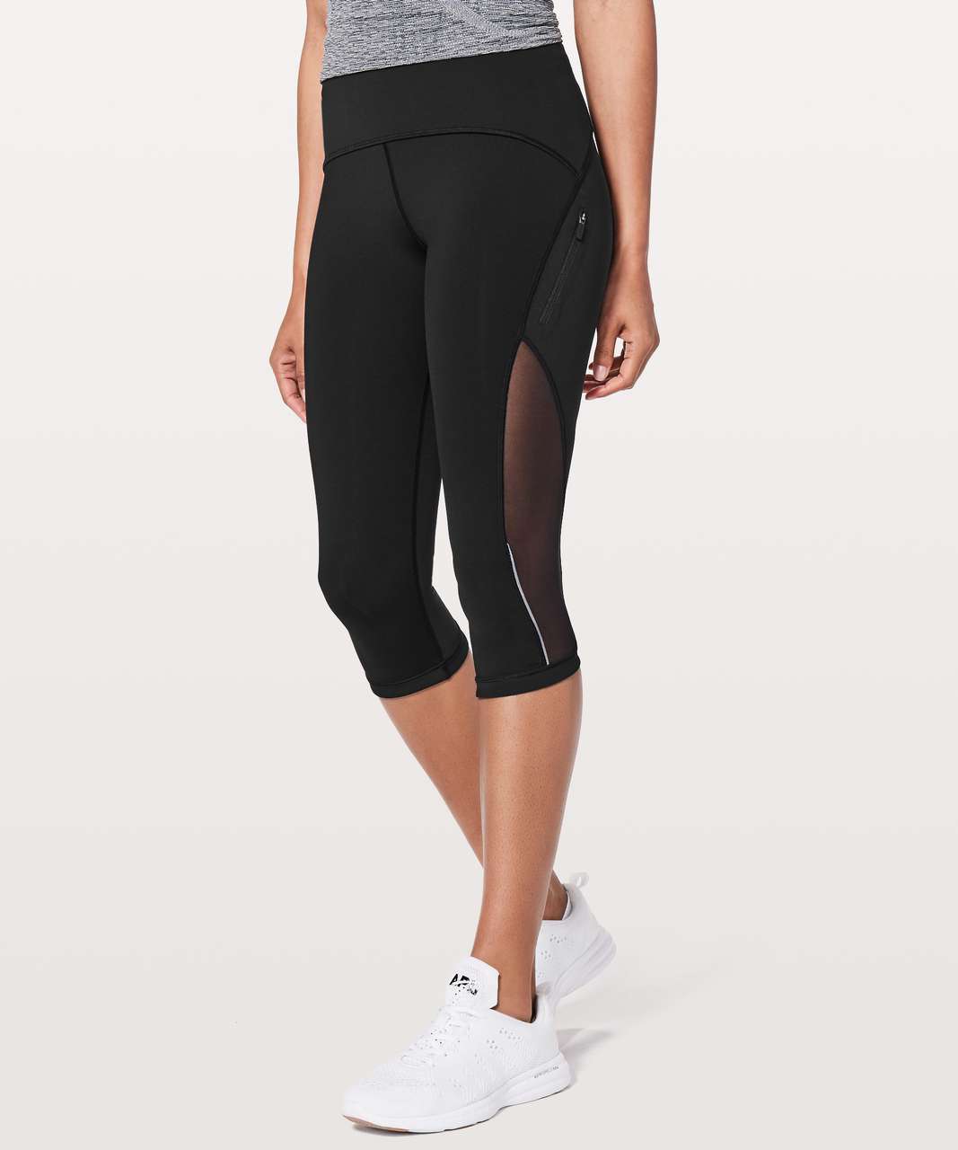 Lululemon Mind Over Miles Crop 17 Black Active Leggings Yoga Run