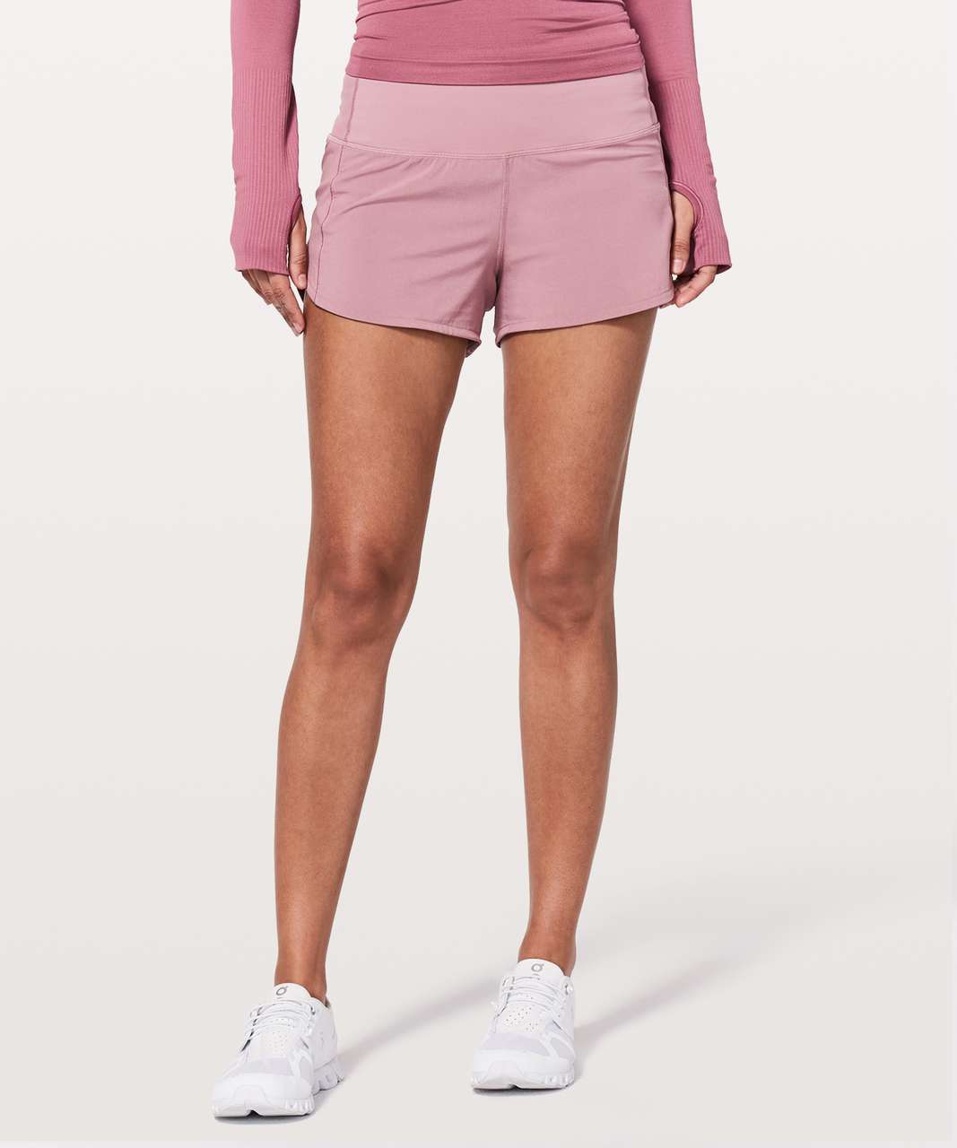 lululemon speed up shorts pink and maroon