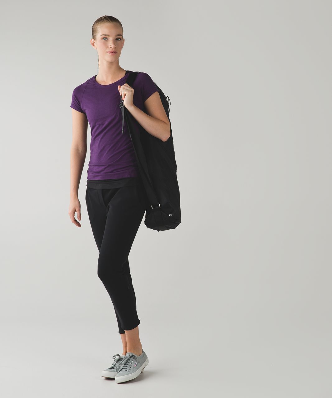 Lululemon Let Be Short Sleeve Tee - Wee Stripe Tender Violet Black