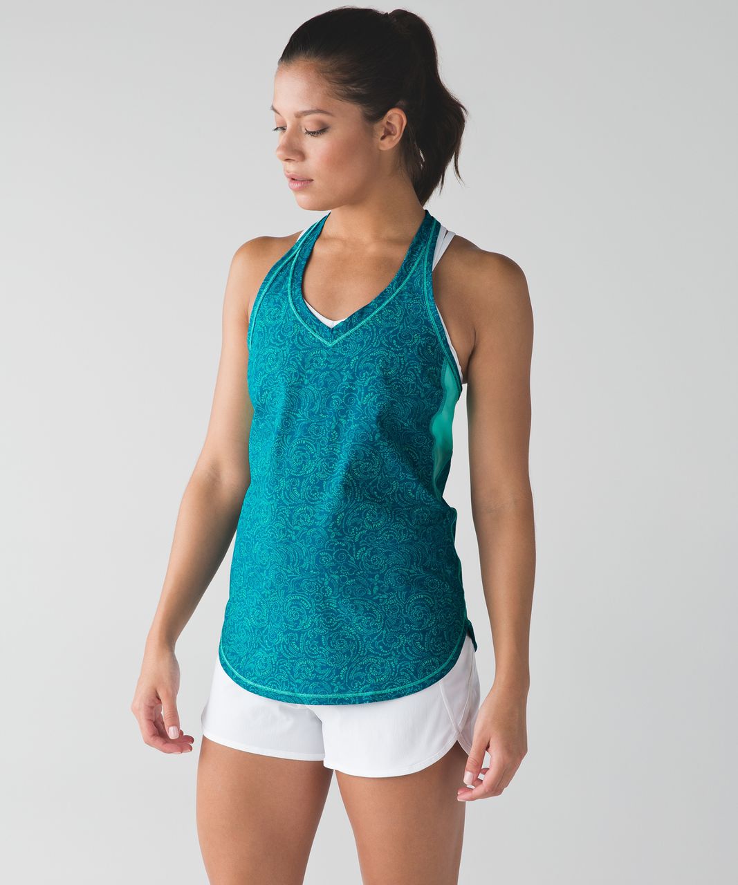 Lululemon Fast Lane Singlet - Foli Manifesto Bali Breeze Tofino Teal / Bali Breeze