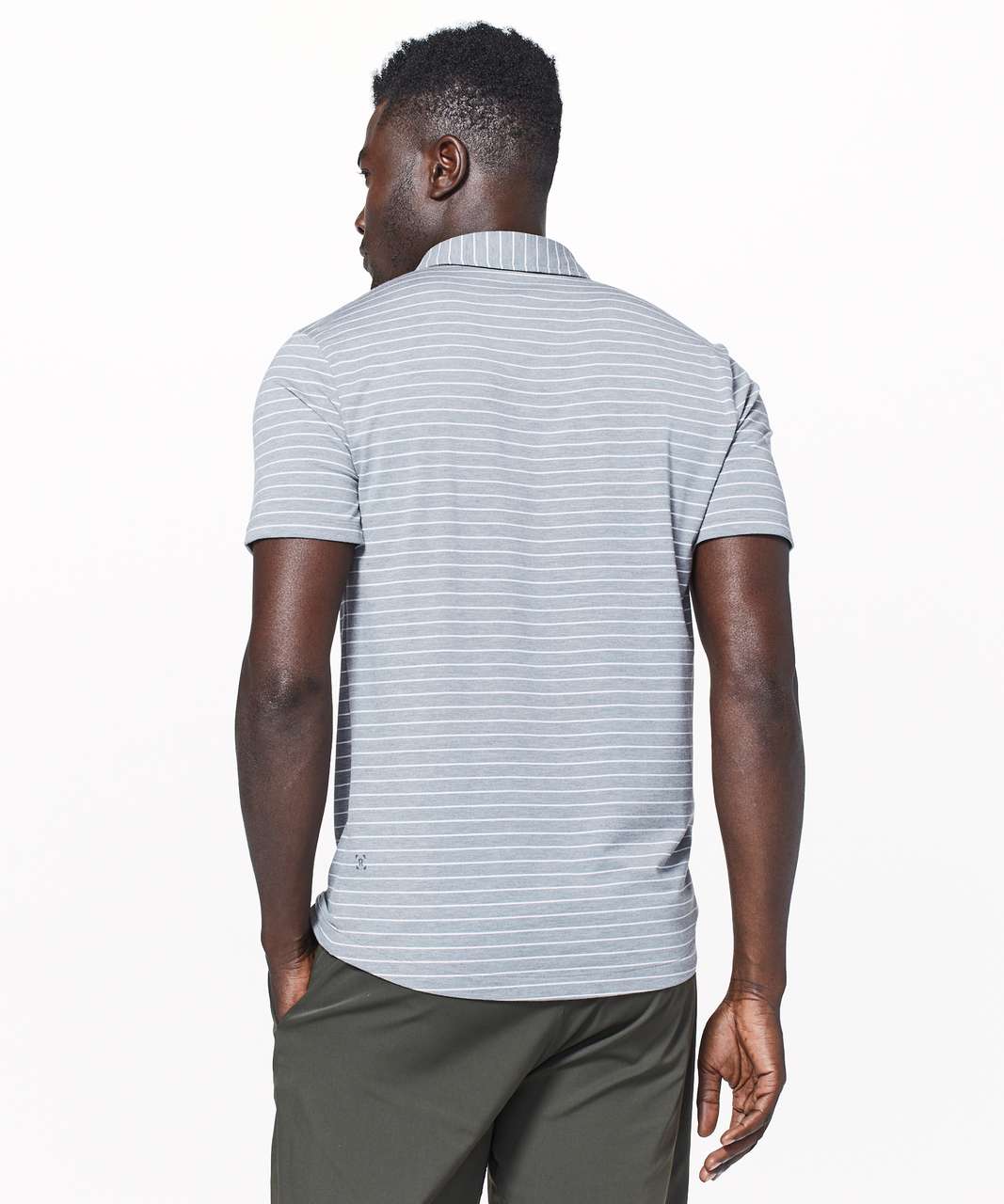 Lululemon Evolution Polo - Bunker Stripe / Heathered White Heathered Battleship