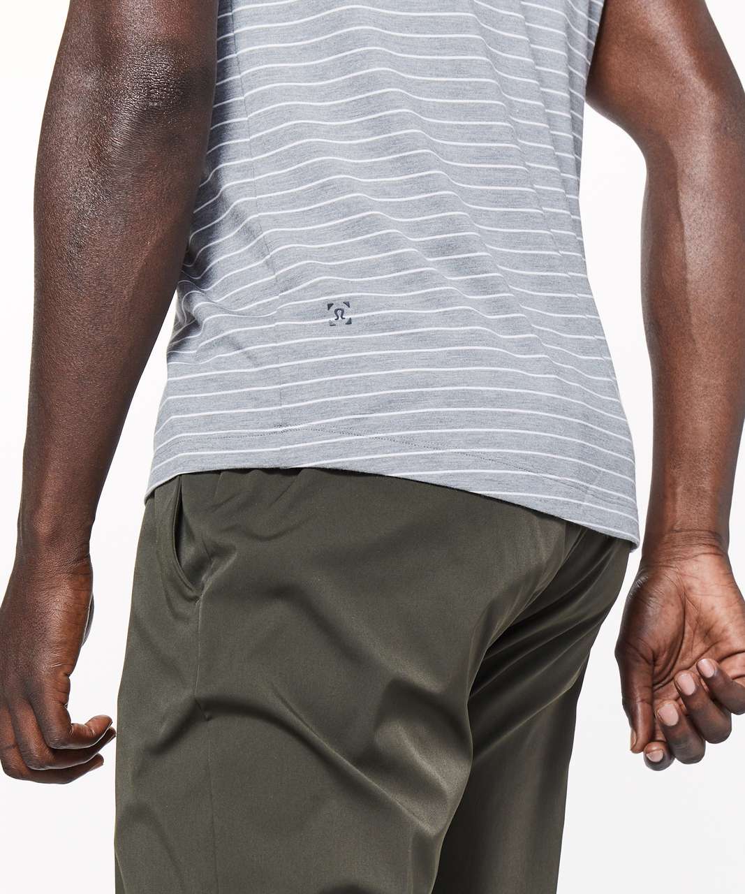 Lululemon Evolution Polo - Bunker Stripe / Heathered White Heathered Battleship