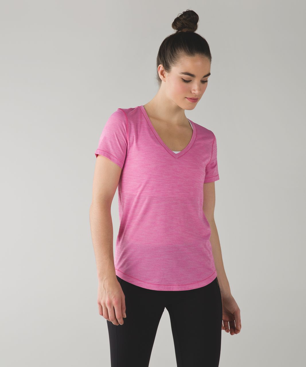 Lululemon What The Sport Tee - Heathered Pink Paradise