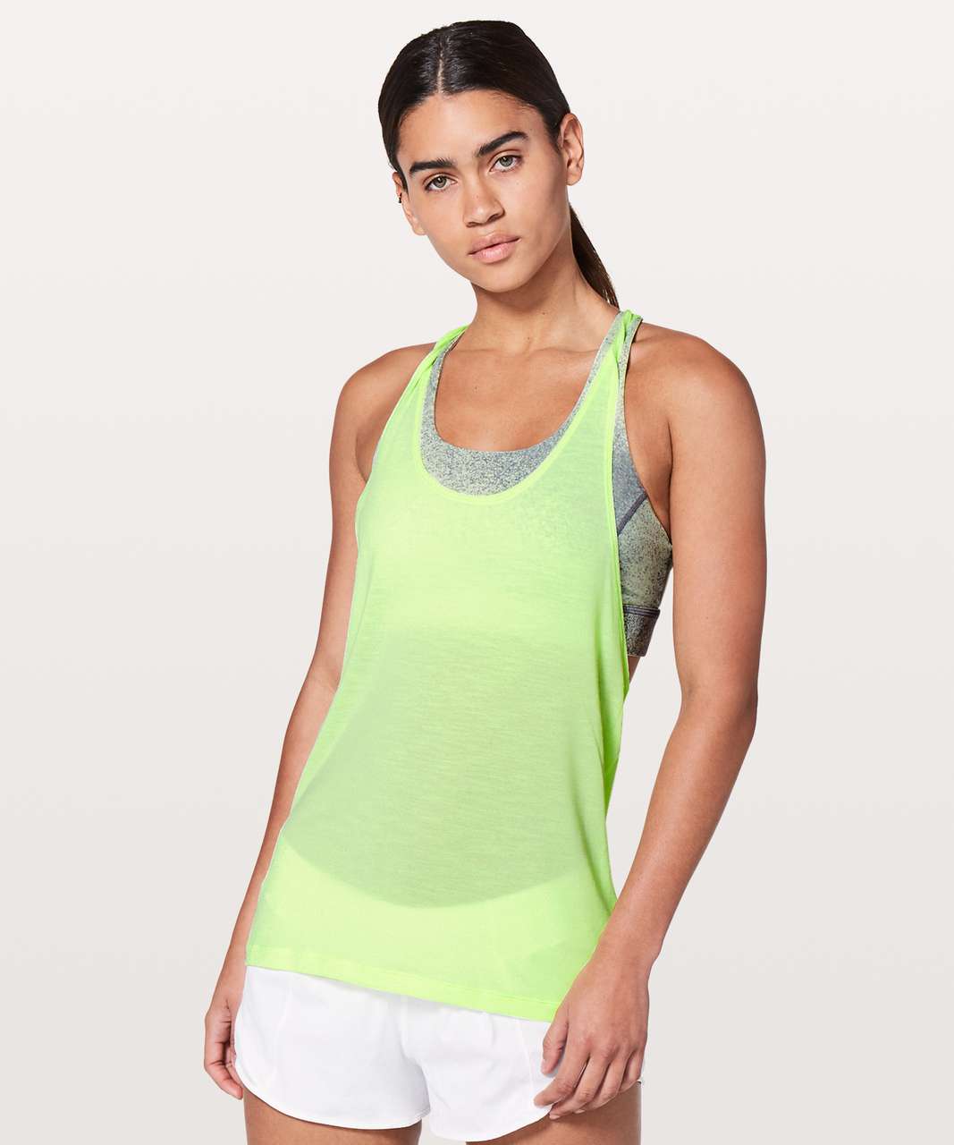 Lululemon Twist & Toil Tank - Heathered Clear Mint / Ocean Spray Fluro  Citrus Light Cast - lulu fanatics