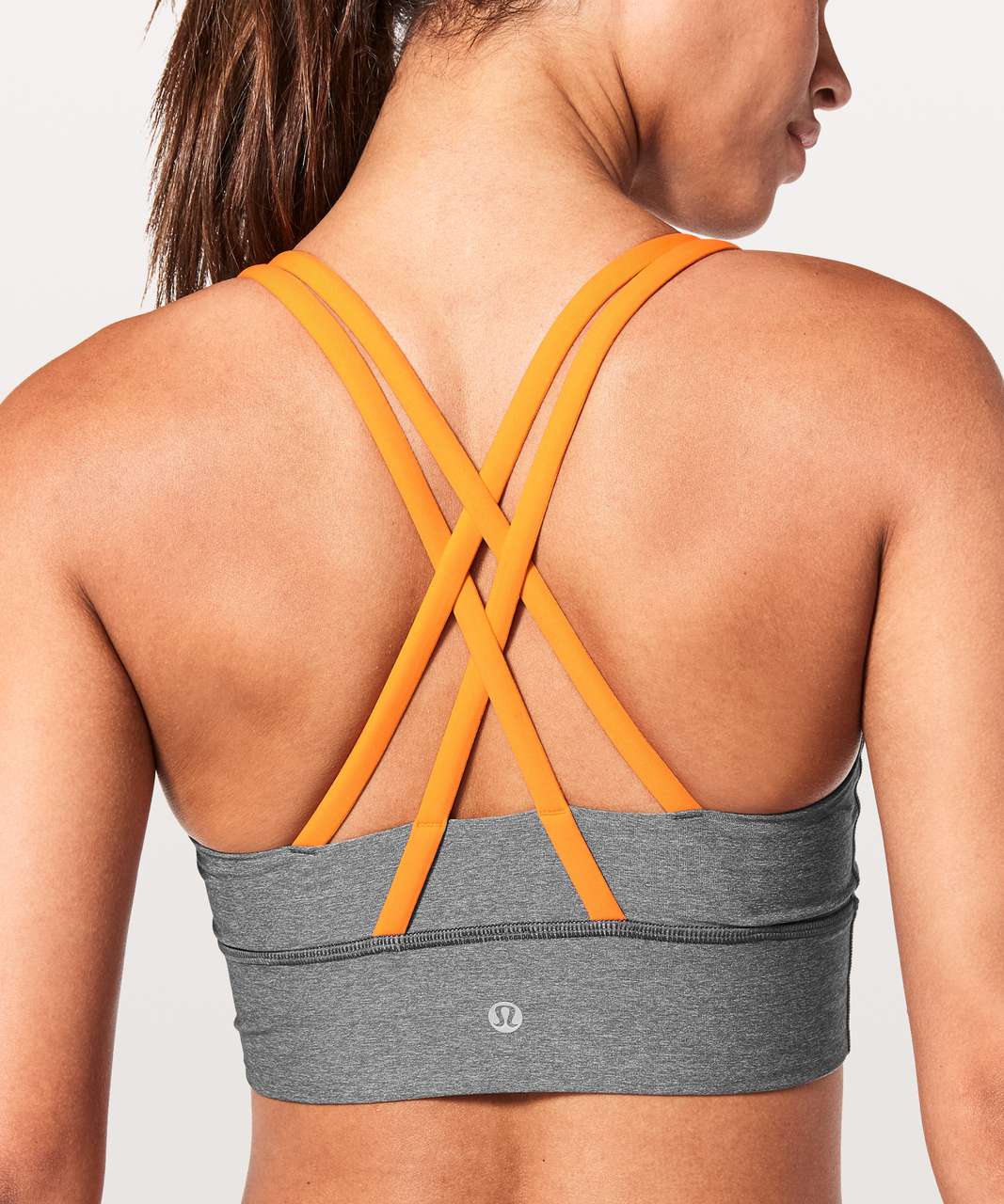 Lululemon Energy Bra *Long Line - Heathered Slate / Vivid Amber - lulu  fanatics