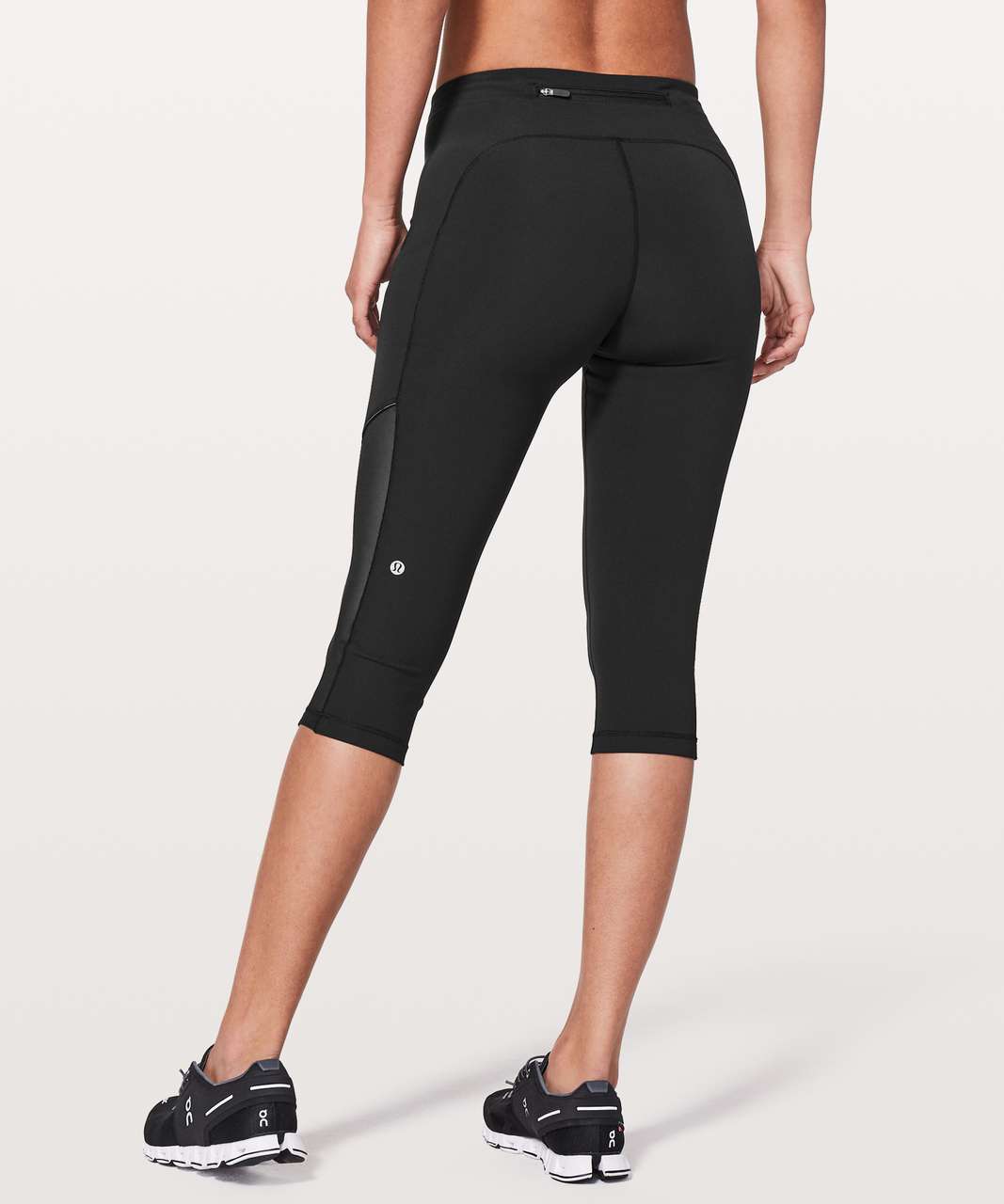 LULULEMON Womens Crop Leggings Zip Pocket Mesh Running Capri