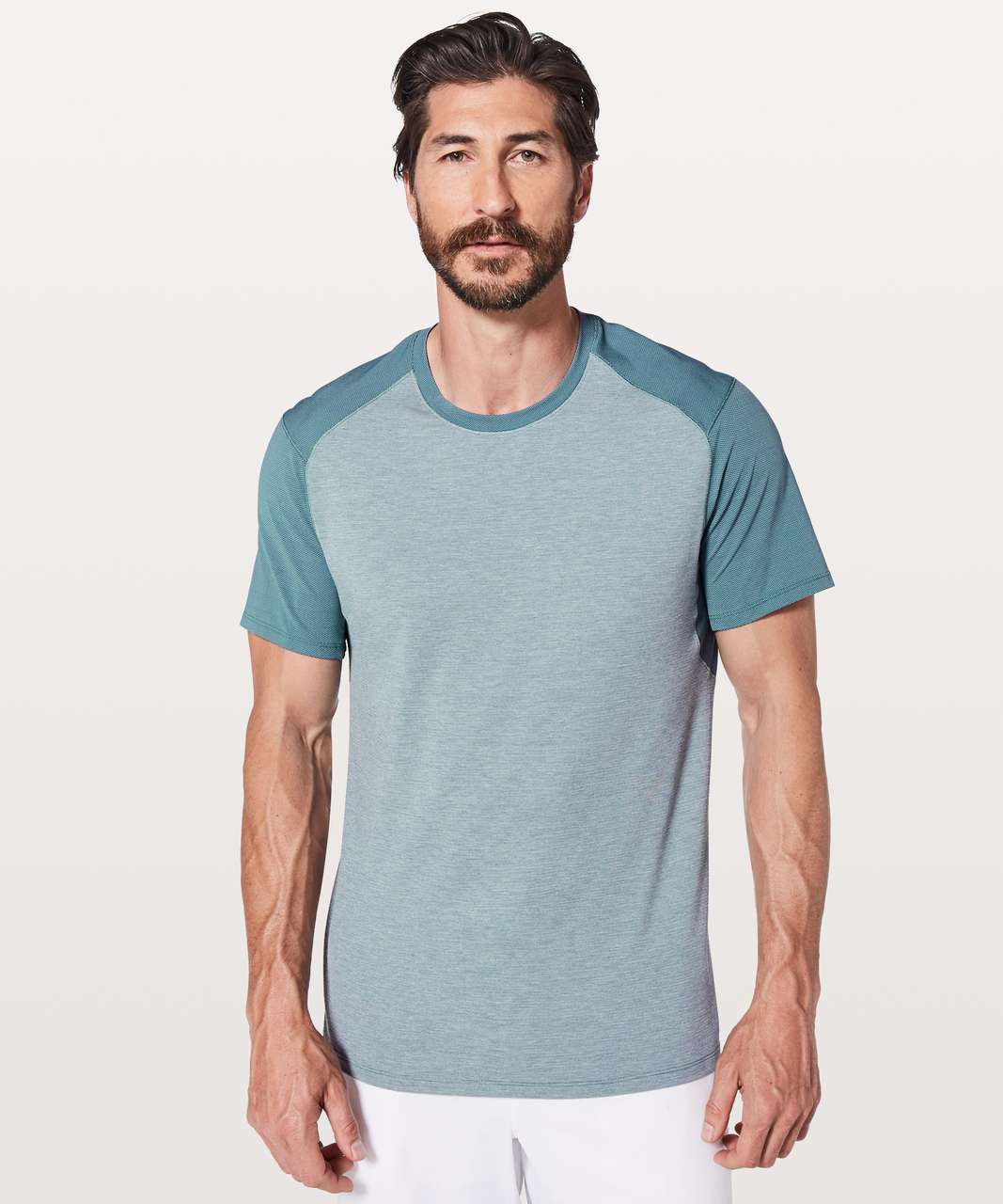 Lululemon Sweat Stride Short Sleeve - Heathered Mystic Green