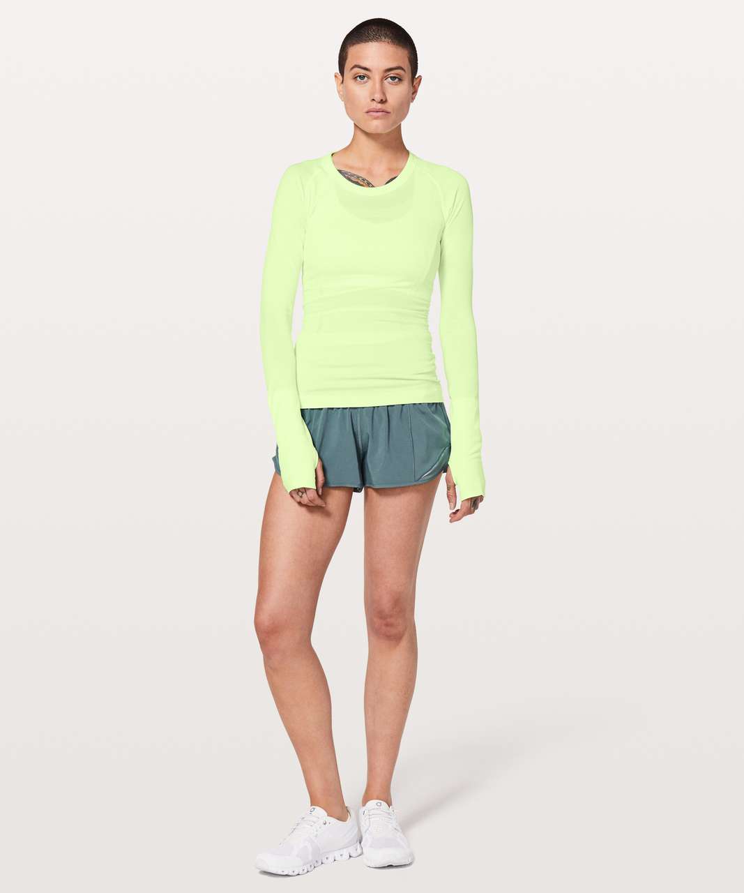 Lululemon Swiftly Tech Long Sleeve Crew - Fluro Citrus / Fluro Citrus