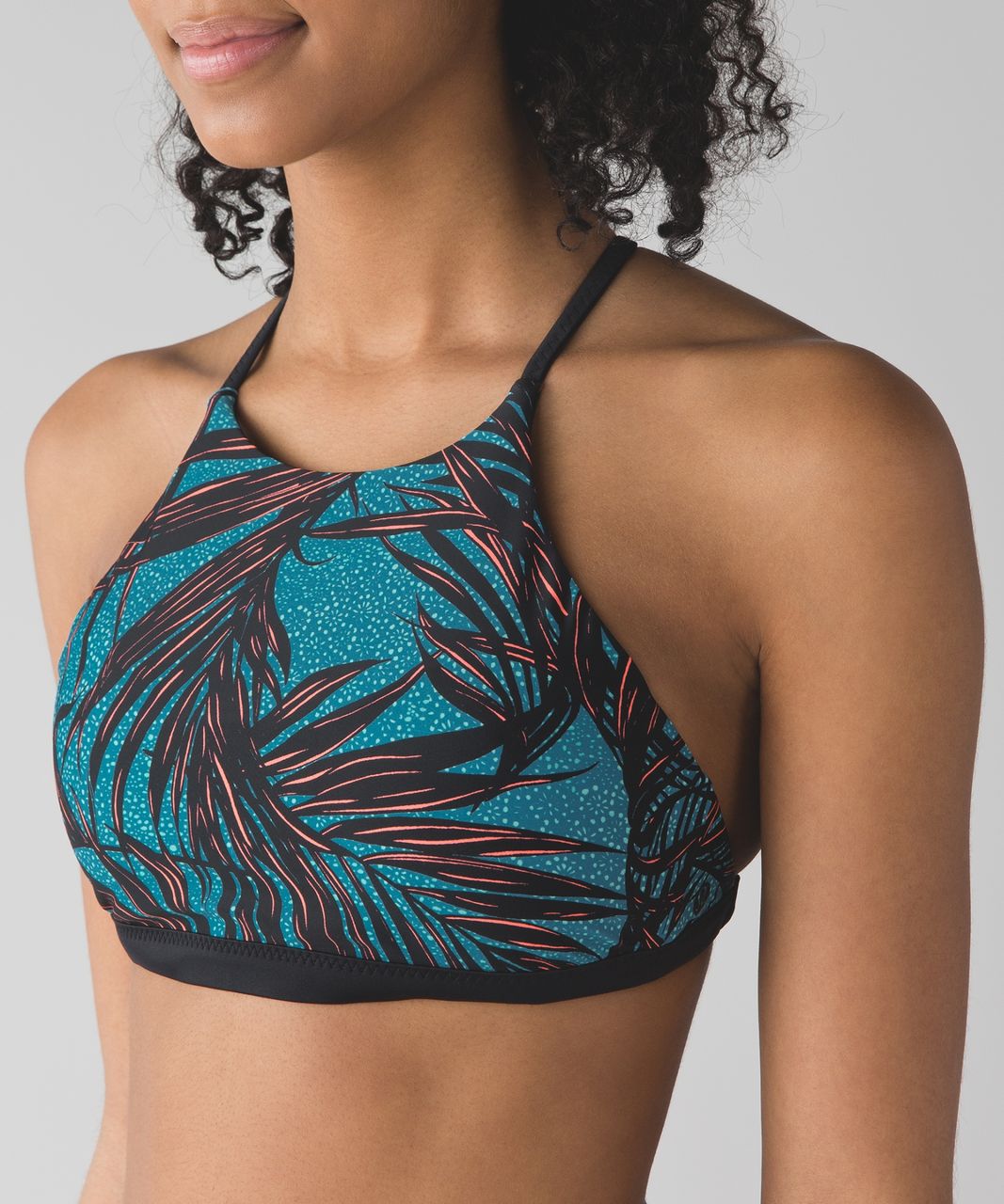 Lululemon Rise and Run Bra - Mini Palm Lace Tofino Teal Multi / Black -  lulu fanatics