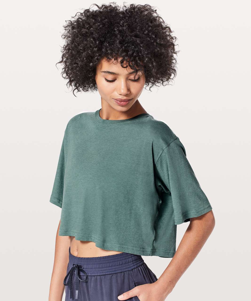 Lululemon Cortes Crop Tee *Light - Graphite Green - lulu fanatics