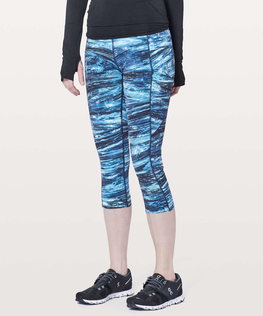 Lululemon Fast and Free Crop 19 Camo Multi Gator Green - Size 8 - Lik