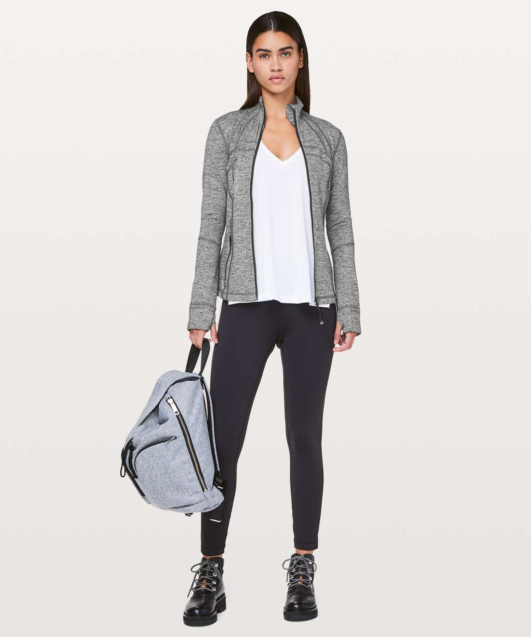 Lululemon Define Jacket - Luon Variegated Knit Black Heathered Black - lulu  fanatics