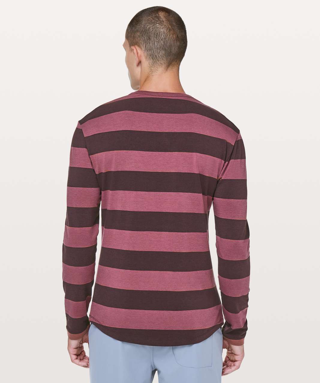 Lululemon 5 Year Basic Long Sleeve - Wide Bold Stripe Smoky Red Black Plum