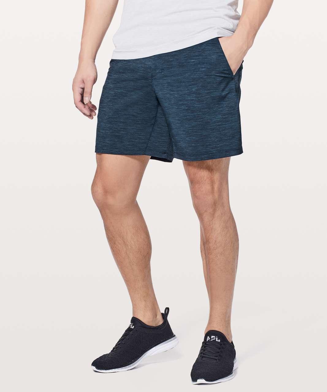 Lululemon Surge Short *Linerless 7 - Heathered Texture Printed Greyt Deep  Coal - lulu fanatics