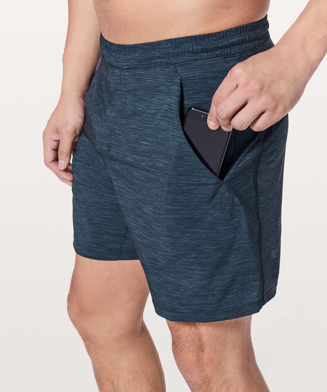 Lululemon Pace Breaker Short *Linerless 7 Updated - Heather Allover Iron  Blue True Navy - lulu fanatics