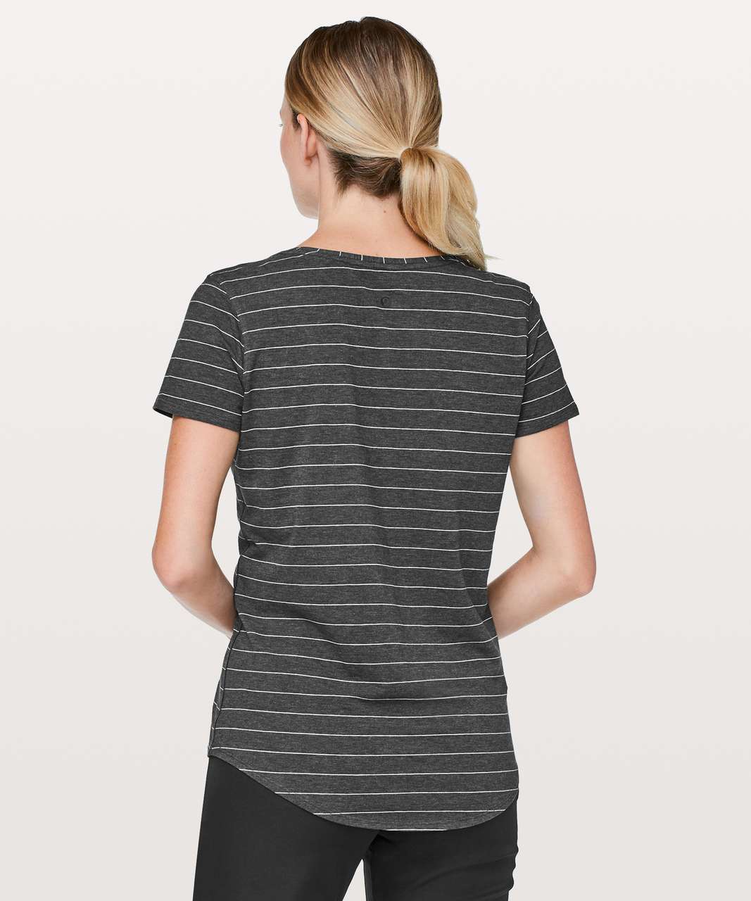 Lululemon Love Tee V - Short Serve Stripe Heathered Black White