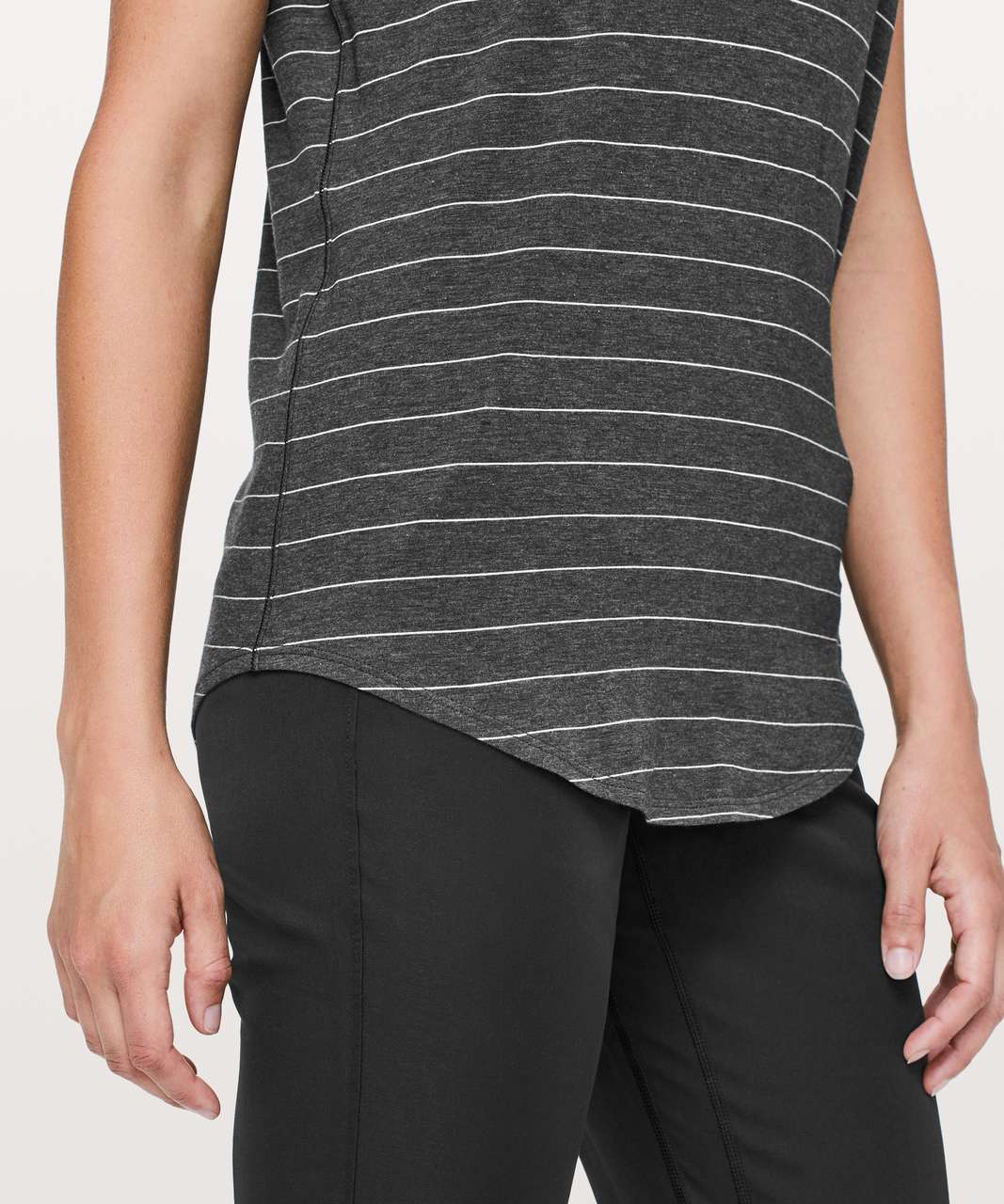 Lululemon Love Tee V - Short Serve Stripe Heathered Black White