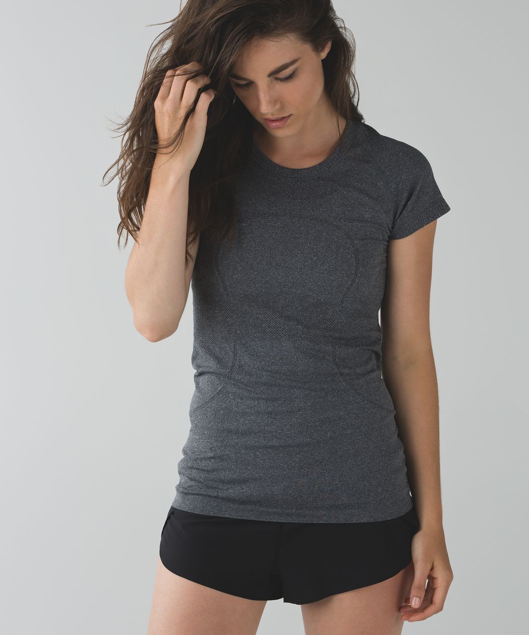 Lululemon Swiftly Tech Short Sleeve Crew - Heathered Black - lulu fanatics