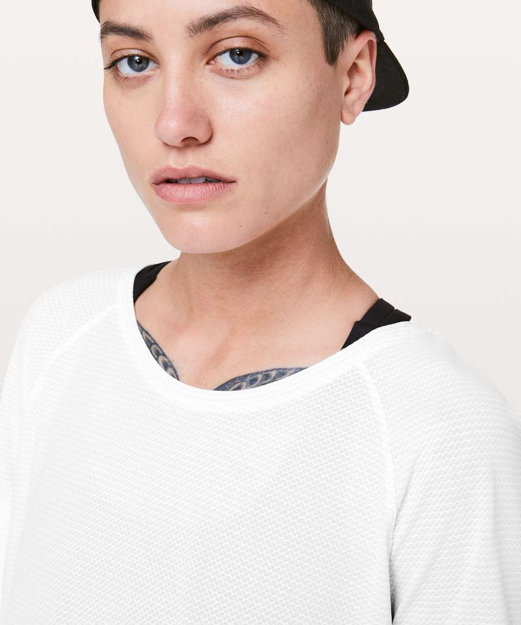 Lululemon Open Up Tie Back Tee - Heathered White / White