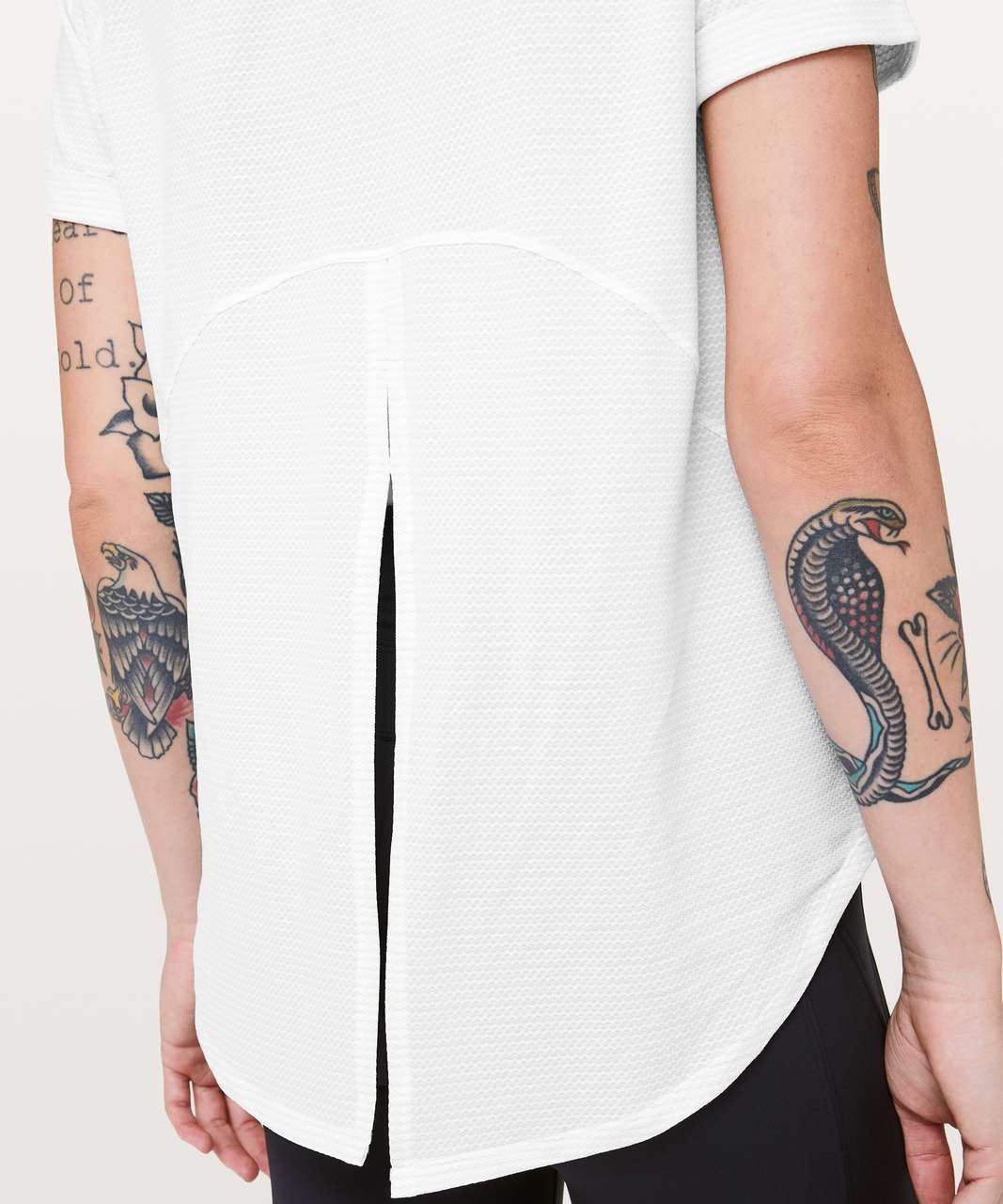 Lululemon Open Up Tie Back Tee - Heathered White / White