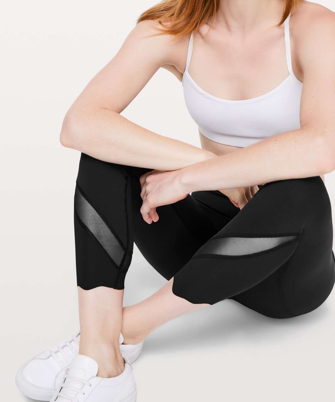 Lululemon wunder under crop leggings with mesh legs