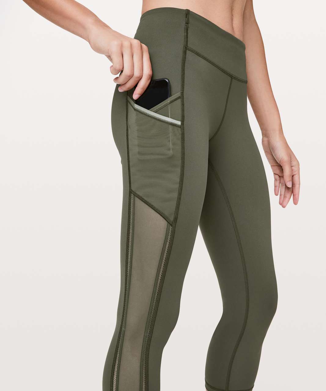 Lululemon Speed Up Crop *High Mesh 21" - Camo Green