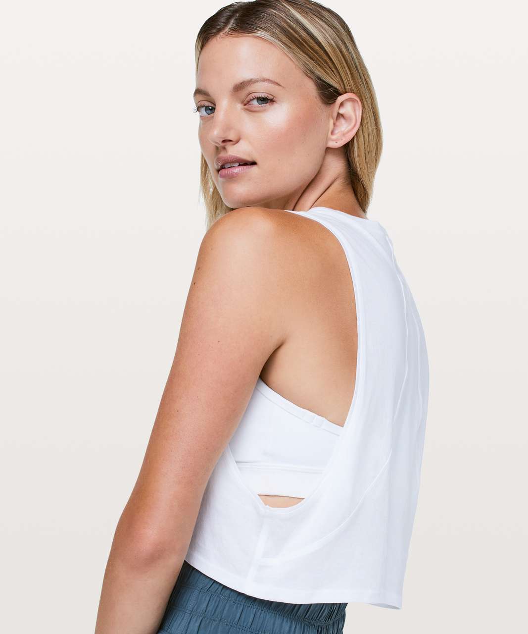 Lululemon Muscle Love Crop Tank Top - City Grit White Blue Fog