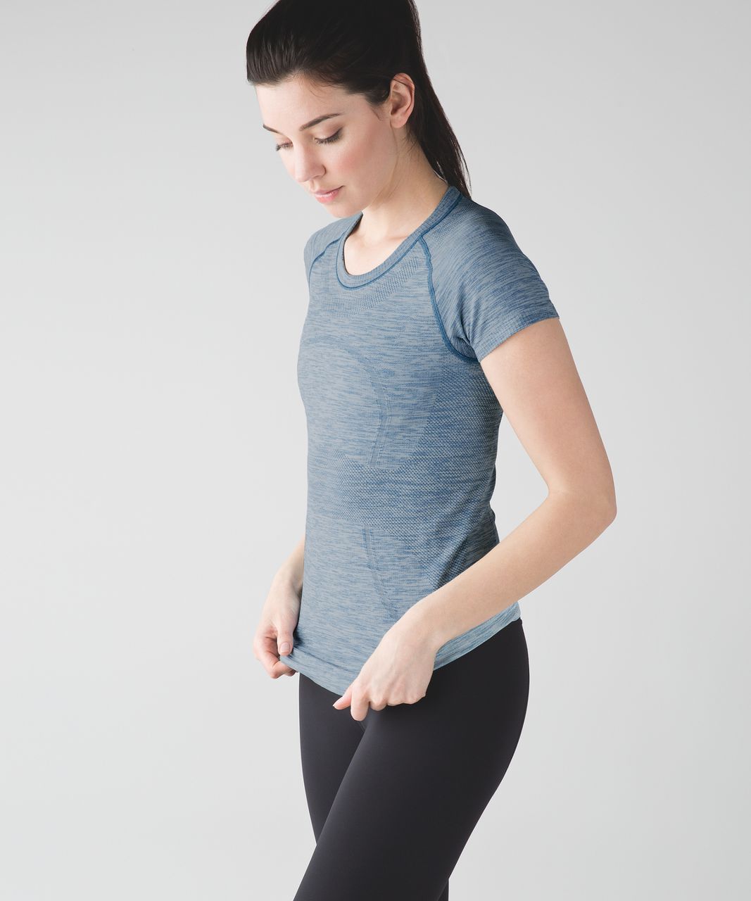 Lululemon Swiftly Tech Short Sleeve Scoop - Heathered Harbor Blue - lulu  fanatics