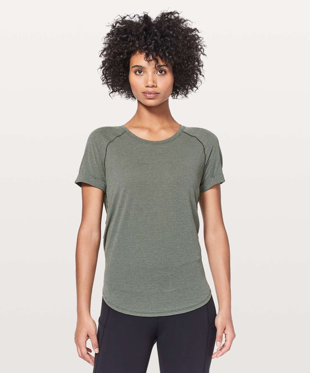 Lululemon Open Up Tie Back Tee - Heathered Camo Green / Camo Green