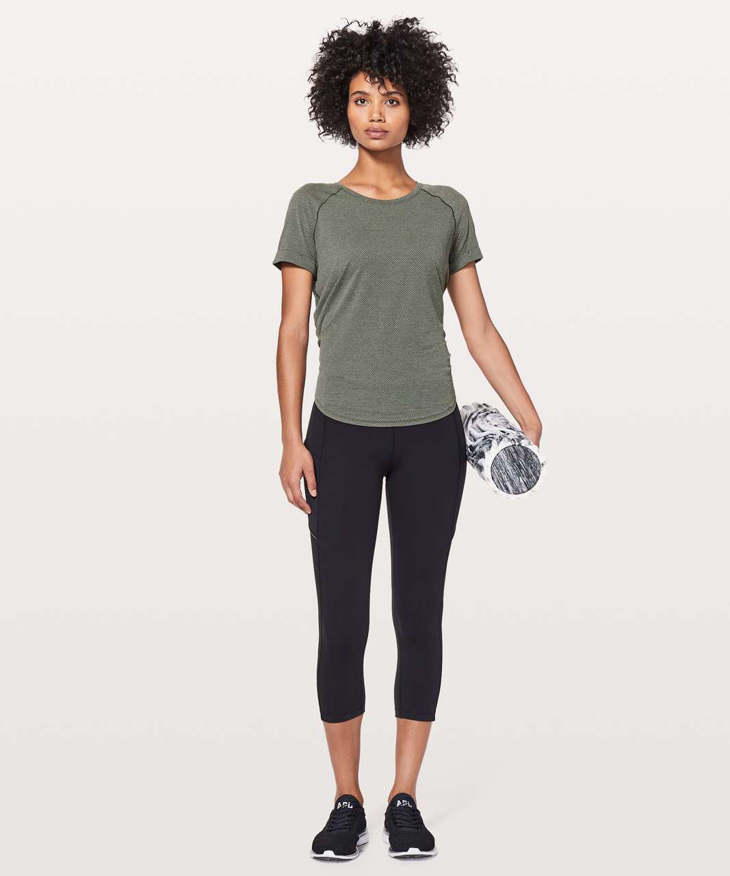 Lululemon Open Up Tie Back Tee - Heathered Camo Green / Camo Green