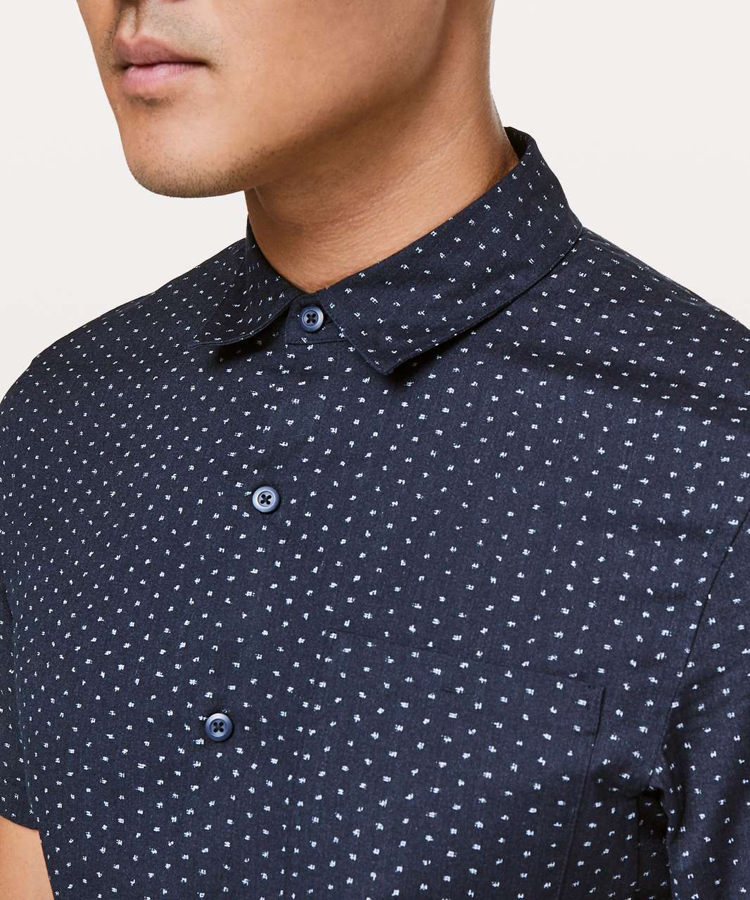 Lululemon All Town Short Sleeve Buttondown - Woven Dot Sea Salt True Navy