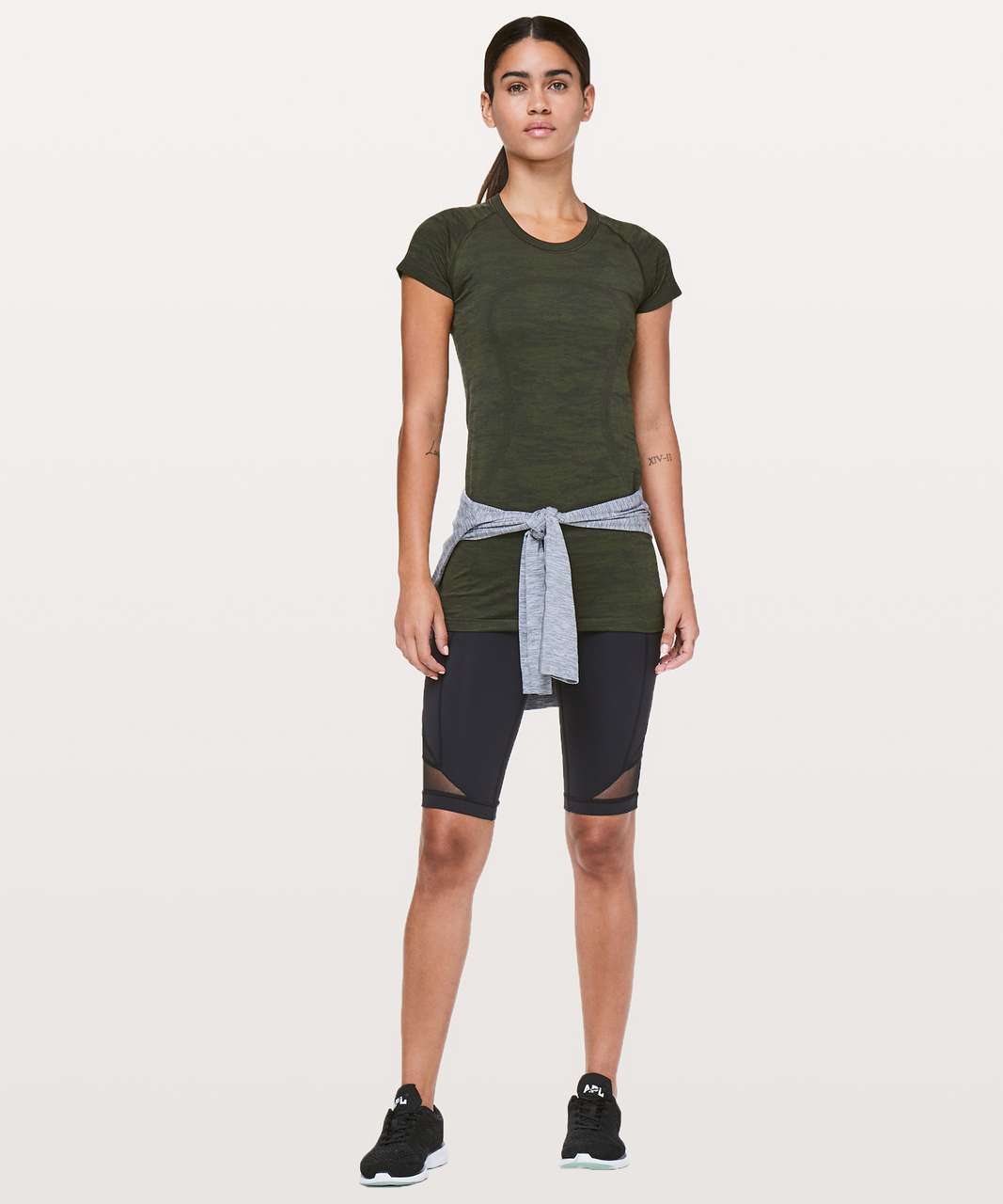 Lululemon Swiftly Tech Short Sleeve Crew - Dark Olive / Brave Olive / Black