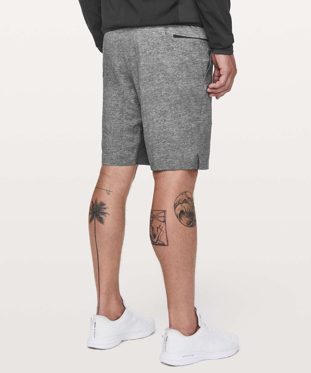 Lululemon Pace Breaker Short Linerless 9 - Heathered Texture Printed Greyt  Deep Coal (First Release) - lulu fanatics