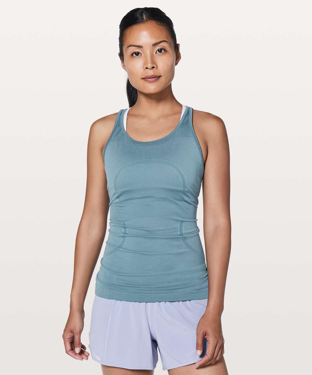 Lululemon Size 6 Strappy Seamless Yoga Shelf Tank CHBY/PWBE Powder