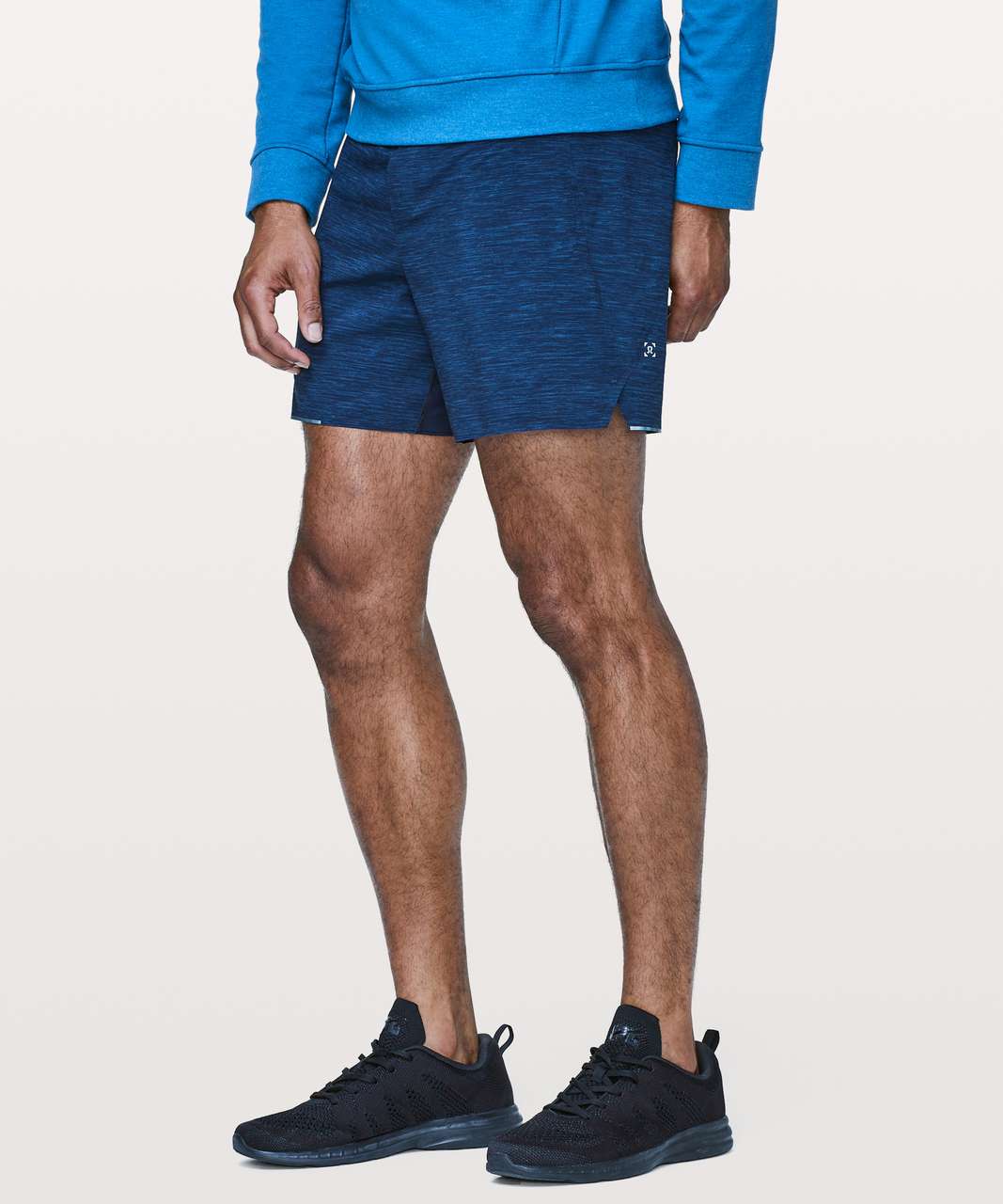 Lululemon Mens Surge Short With Liner 6” Incognito Blue Black