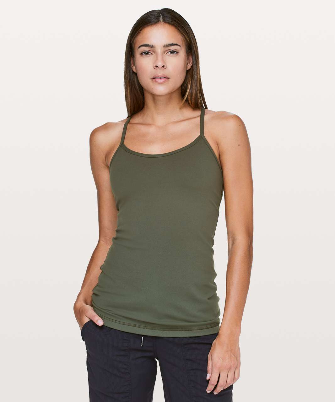 Lululemon Power Y Tank *Luon - Camo Green / Camo Green