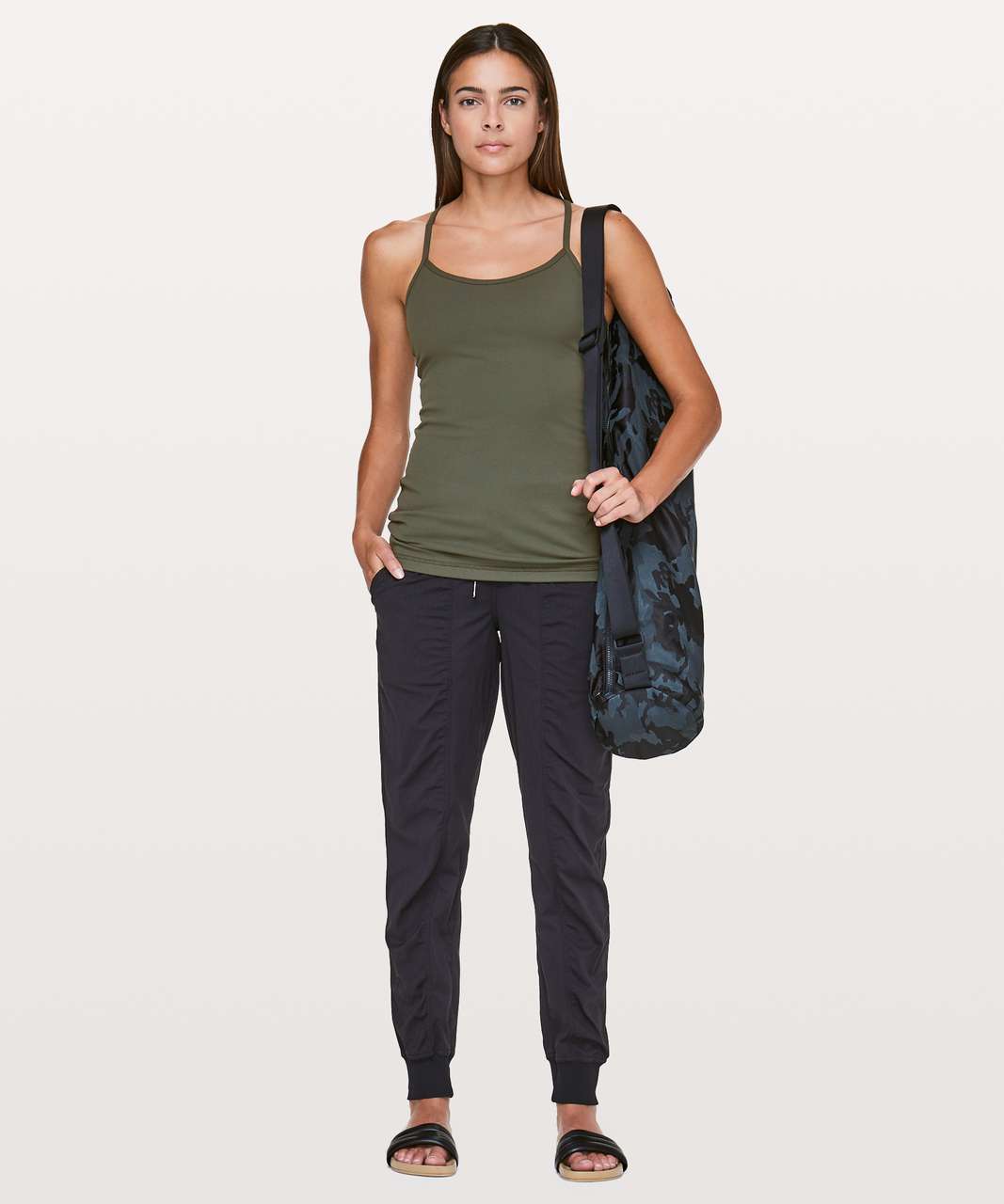 Lululemon Power Y Tank *Luon - Camo Green / Camo Green