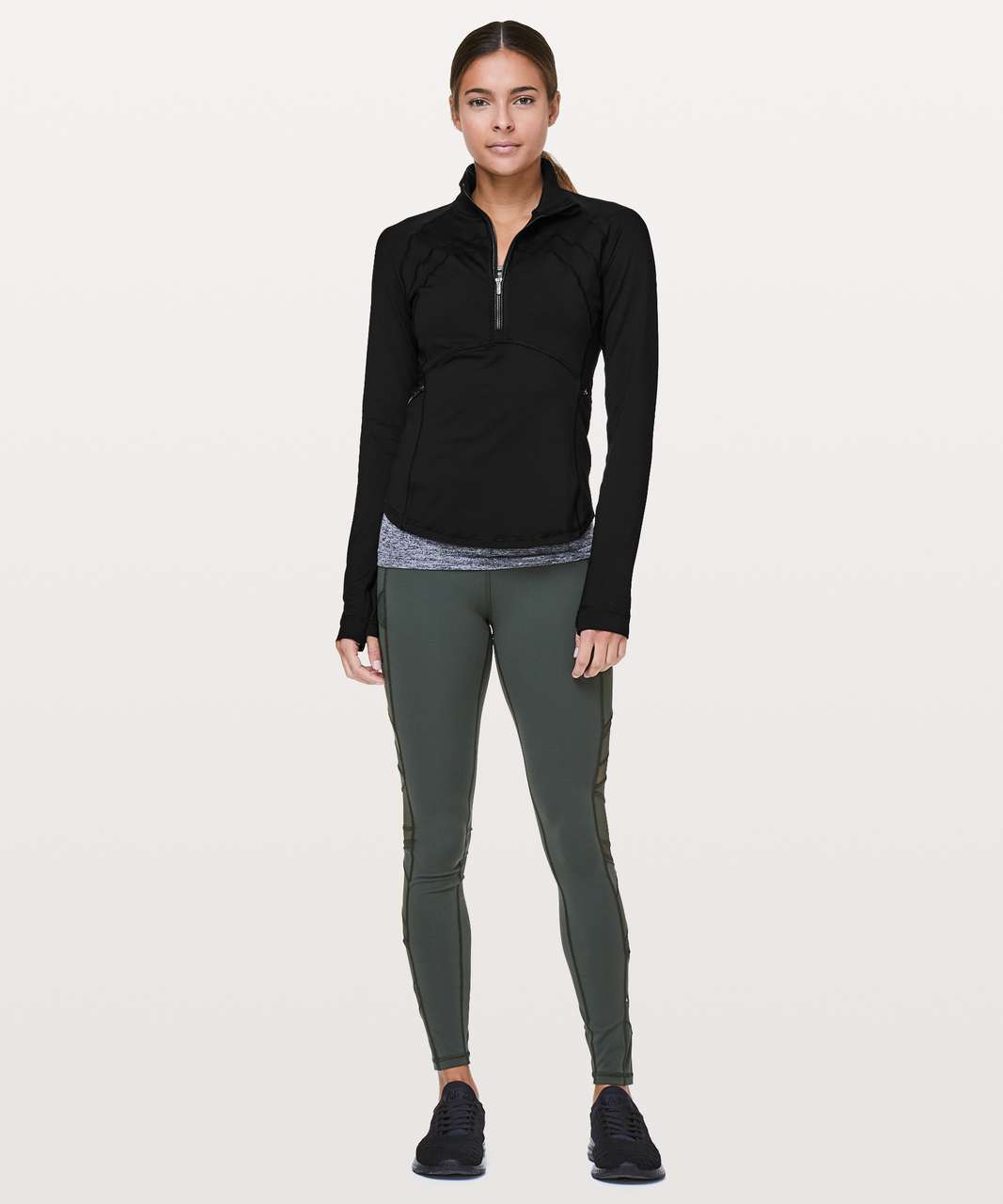 Lululemon Front Of The Pack 1/2 Zip - Black (First Release) - lulu fanatics