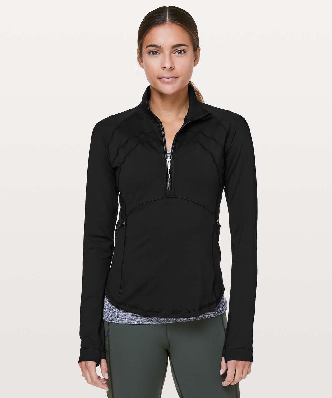 Lululemon Front Of The Pack 1/2 Zip - Black (First Release) - lulu fanatics