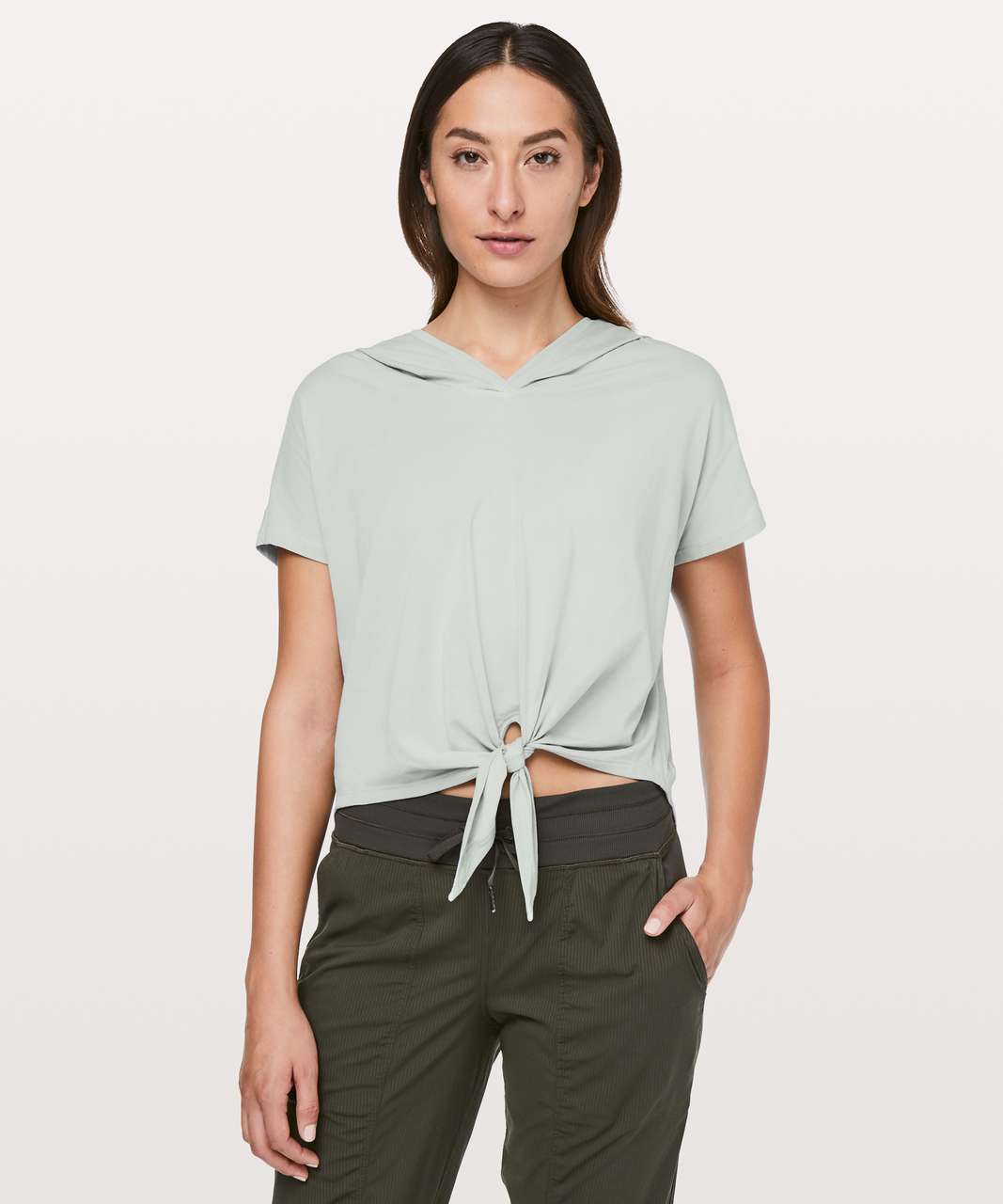 Lululemon Knot Gonna Fly Tee Hood - Jade Grey