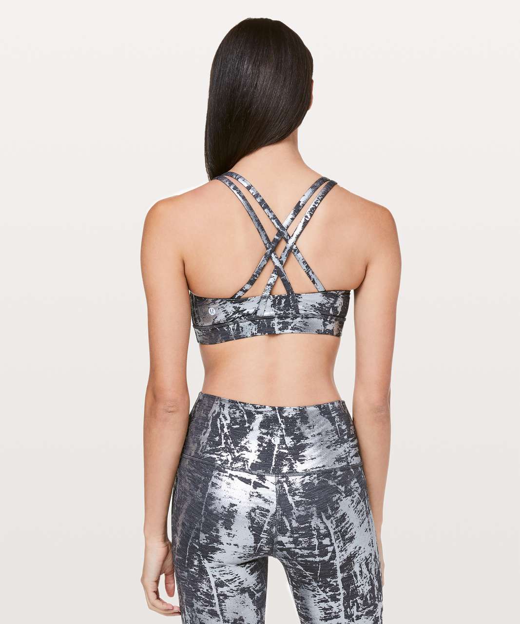 Lululemon Energy Bra - Luminosity Foil Print Black Black - lulu fanatics