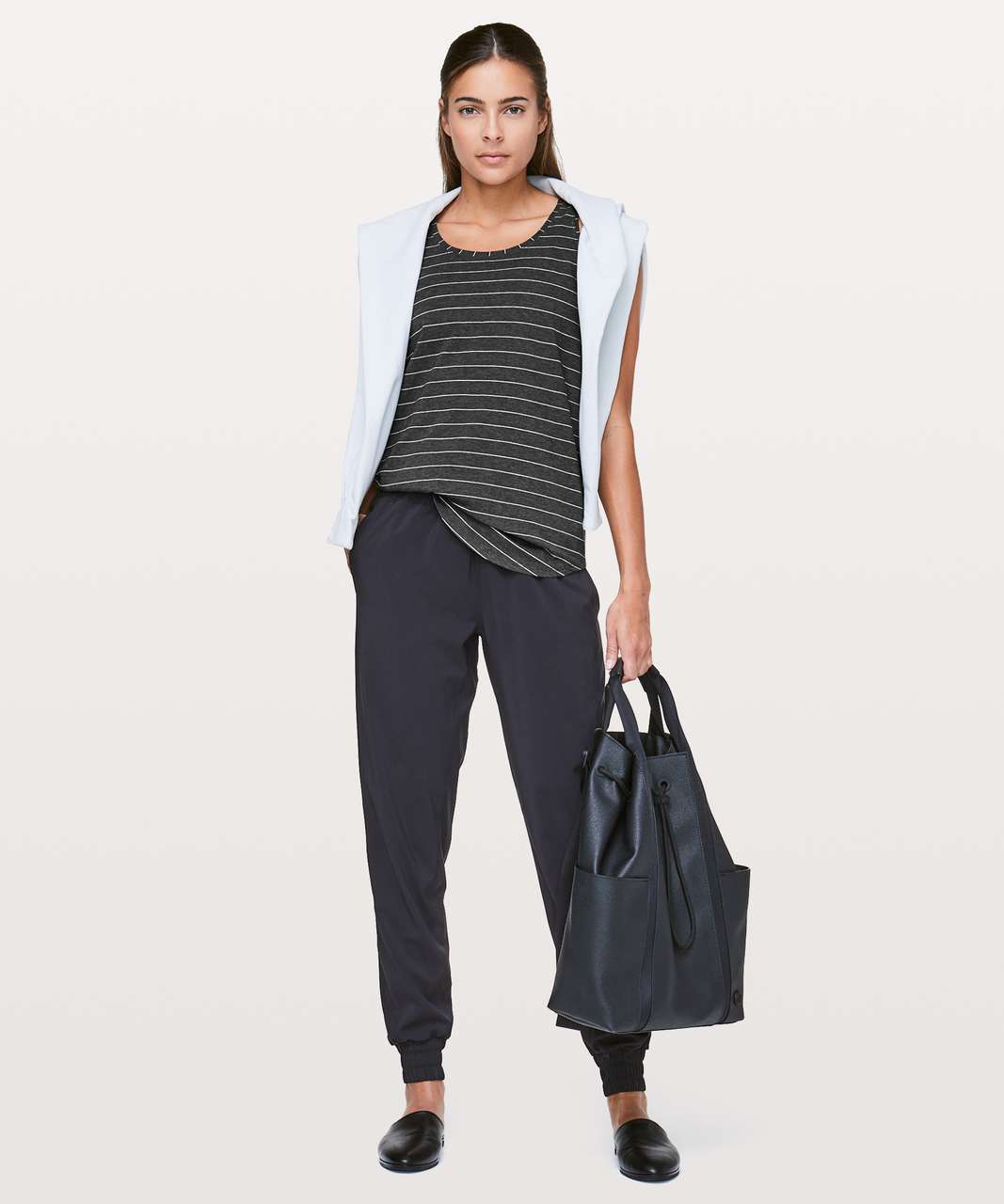 Lululemon Love Tank *Pleated - Short Serve Stripe Heathered Black White ...