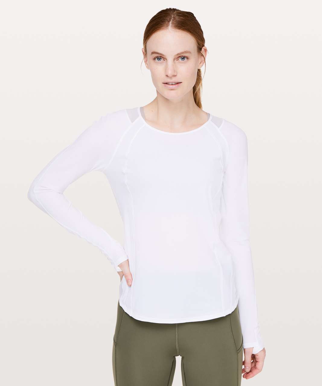 White Sculpt Long Sleeve Gym Top