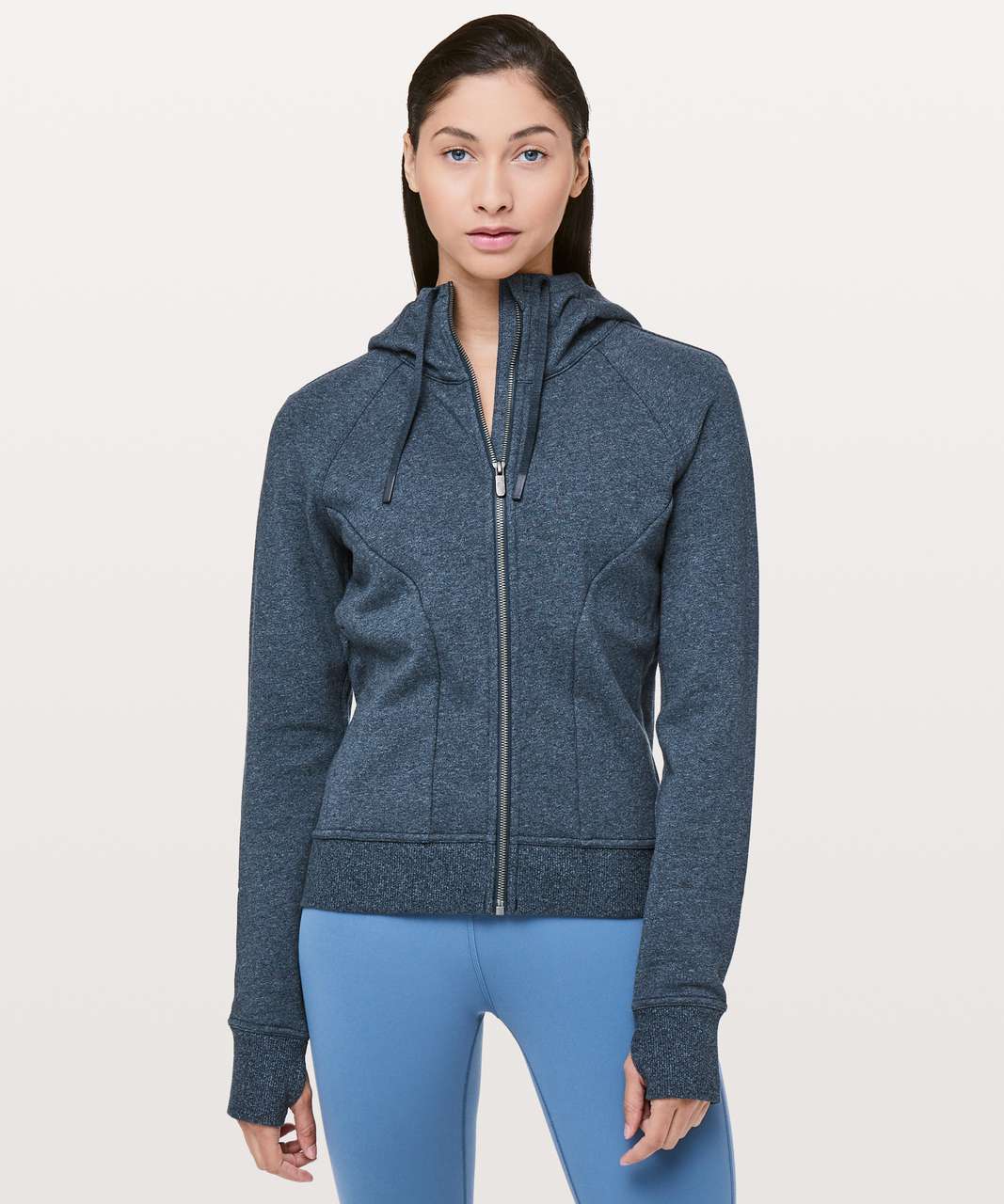 LULULEMON IN STRIDE JACKET HOODIE TEAL BLUE 6 TWO TONE CONTRAST FULL ZIP 