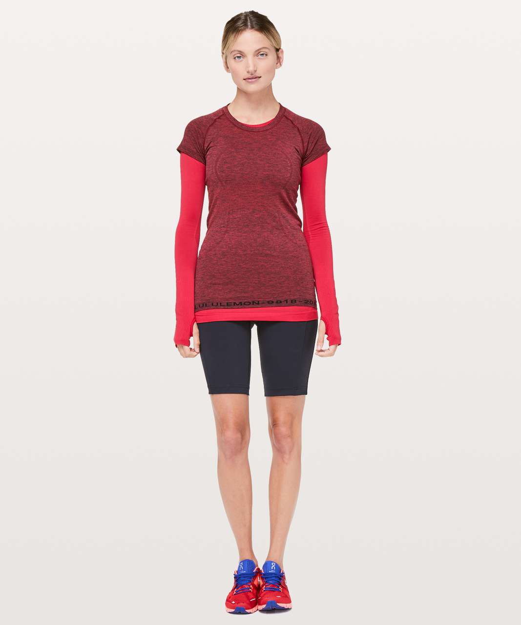 Lululemon Swiftly Tech Short Sleeve Crew *20Y Collection - Dark Red / Black