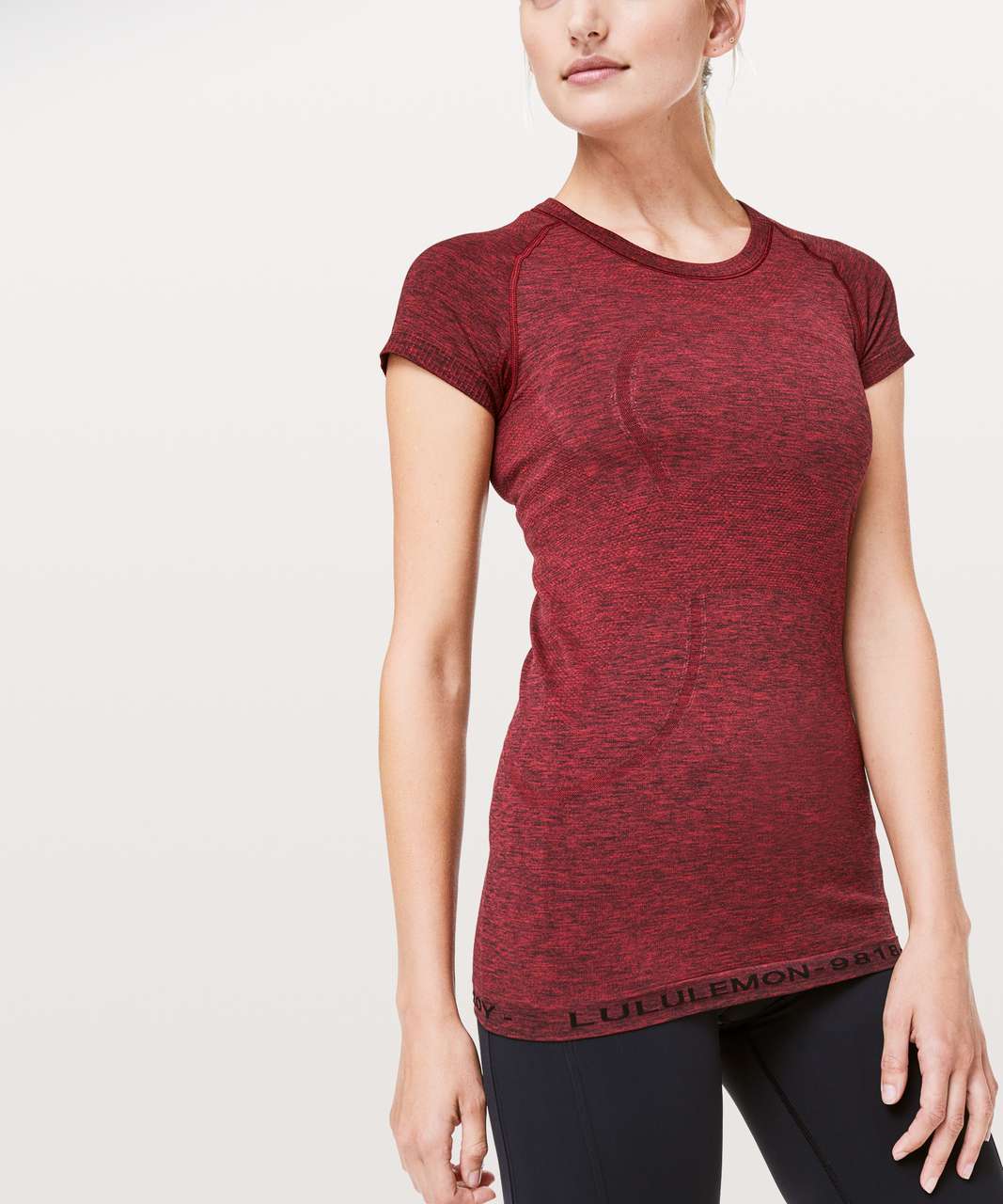 Lululemon Swiftly Tech Short Sleeve Crew *20Y Collection - Dark Red / Black