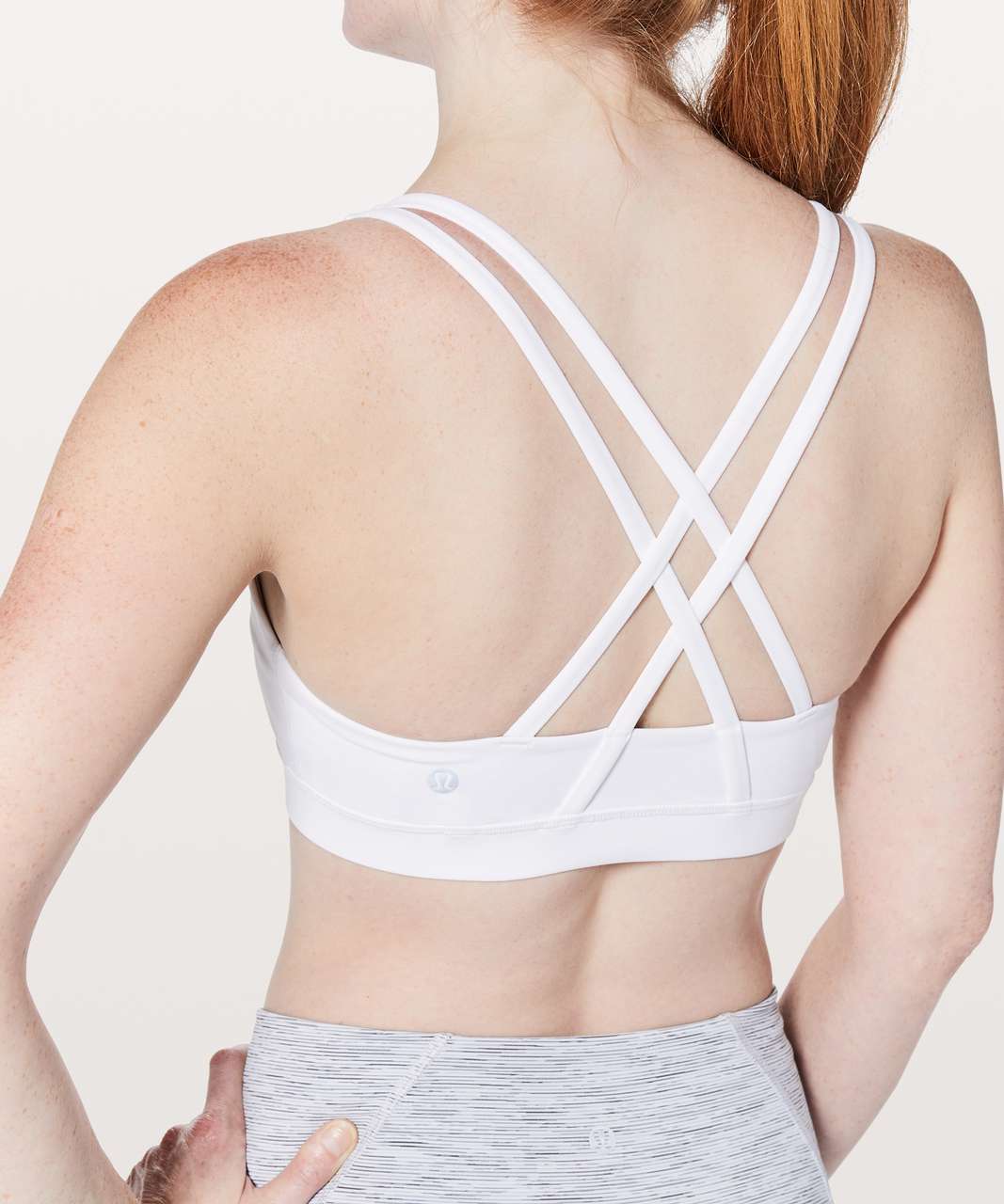 Lululemon Energy Bra Dramatic Static White Black Strappy Back Size