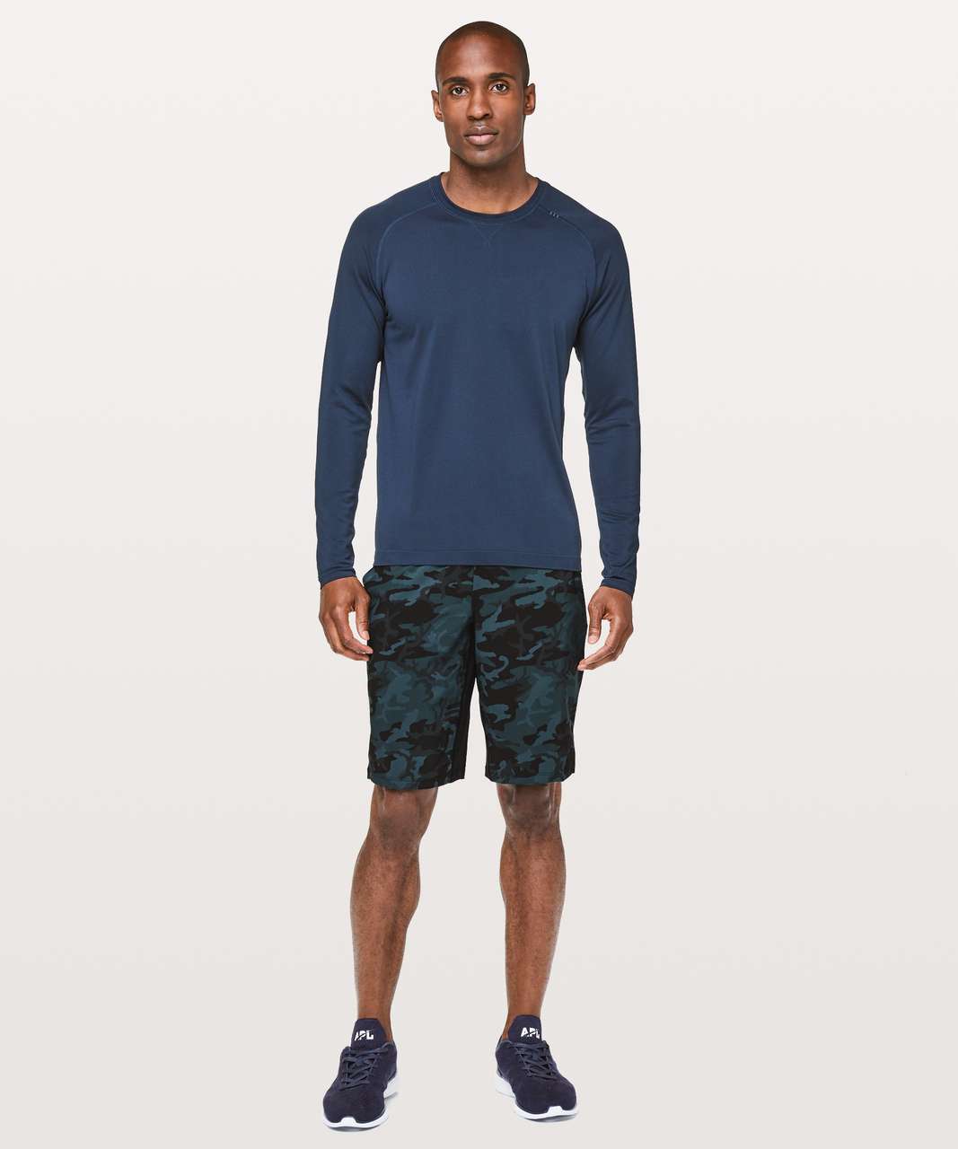 Lululemon - Pace Breaker Short Linerless 9 - Heathered Texture Printed  Mercury Deep Coal - $58.00